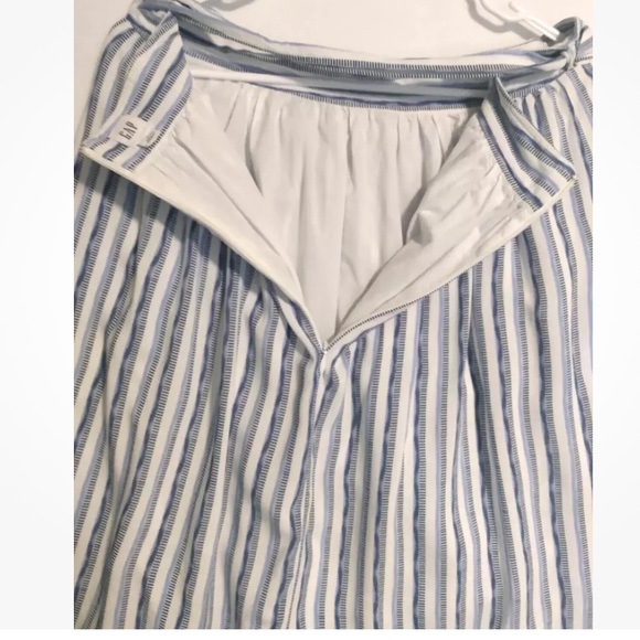 Gap Women's Blue White Stripe Spring Summer Midi Skirt Tie Waist Pockets Sz 16 - Picture 10 of 10
